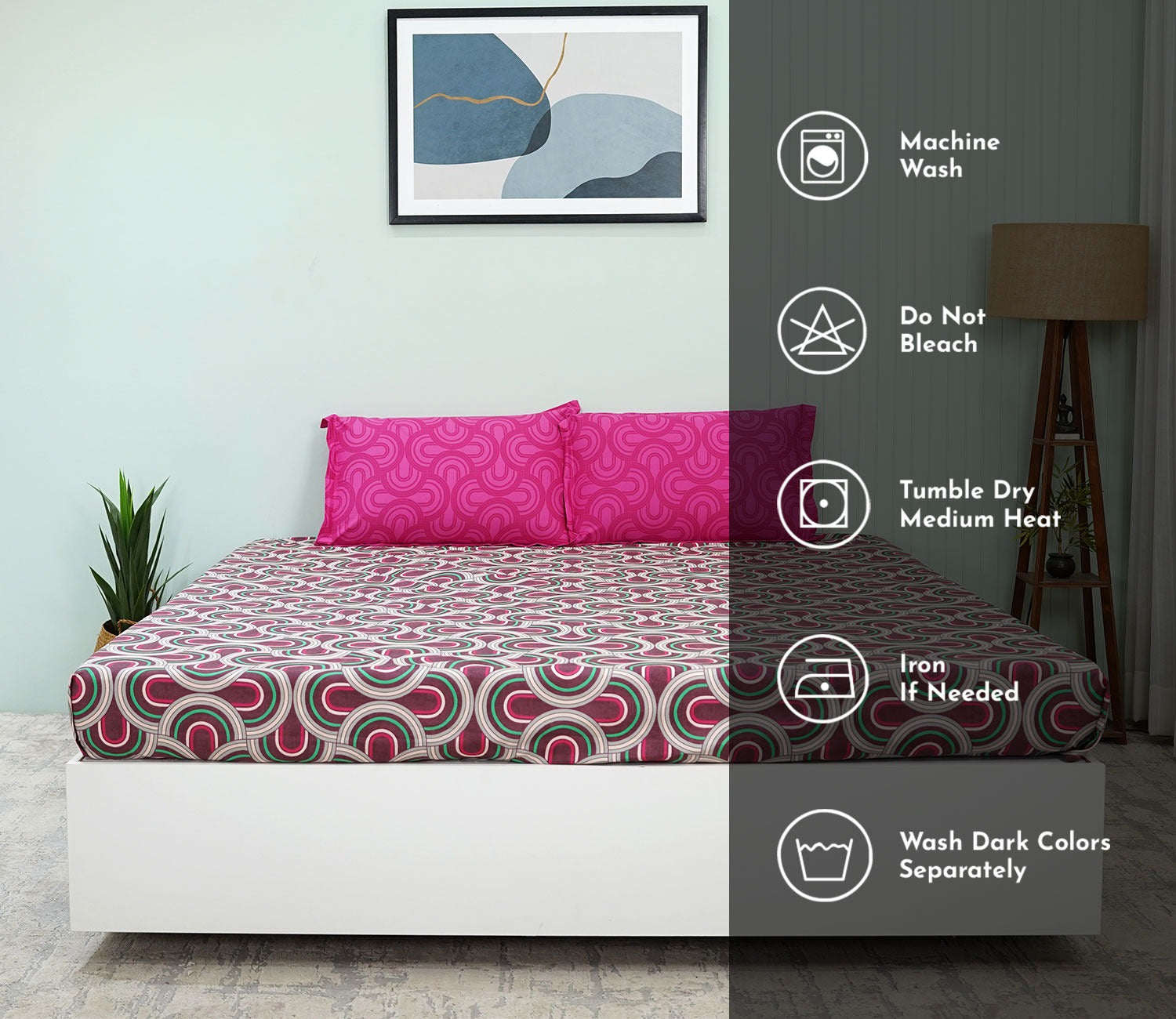 Meraki Celebration Queen Size Bedsheet (Red)