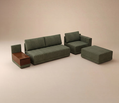 Oasis L-Shape Right Aligned Sectional Sofa (Sage Green)