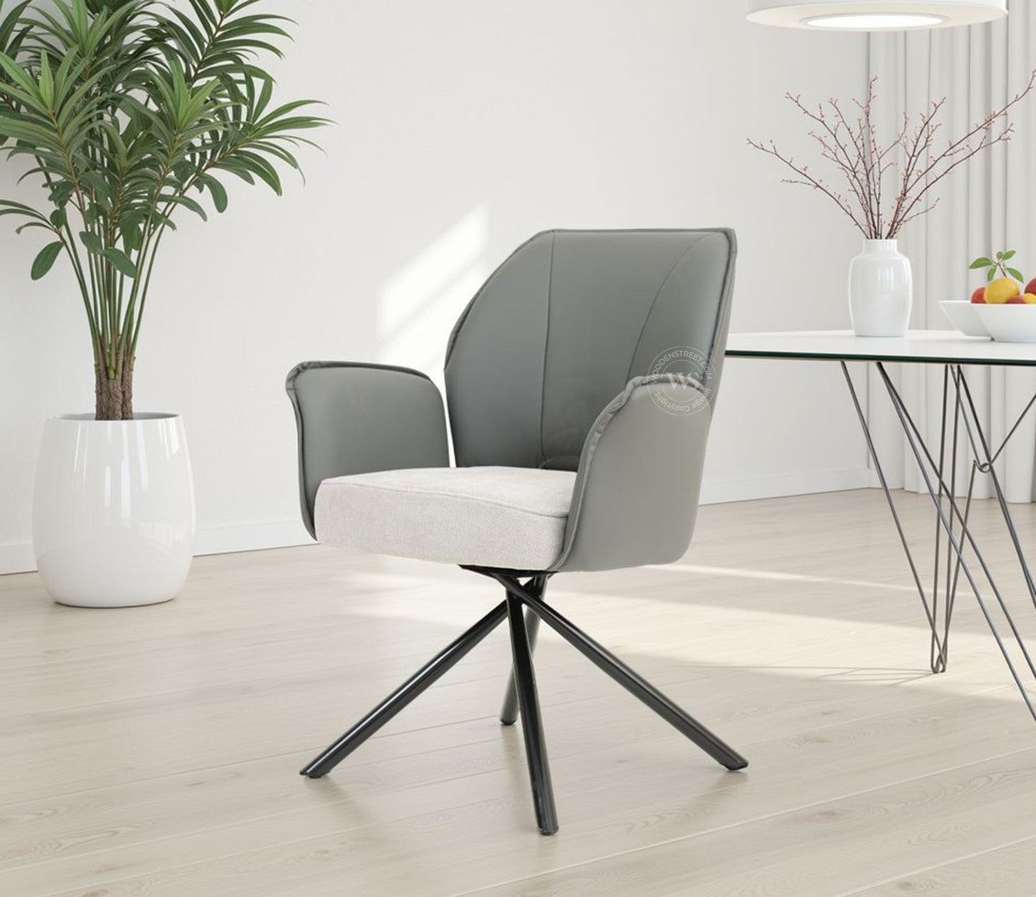 Hokku Versatile Dual-Tone Swivel Chair for Dining & Lounge (Grey)