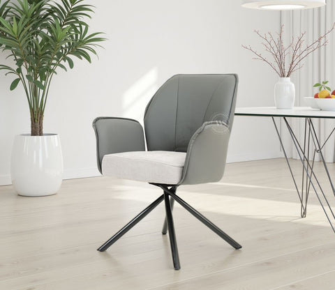 Hokku Versatile Dual-Tone Swivel Chair for Dining & Lounge (Grey)