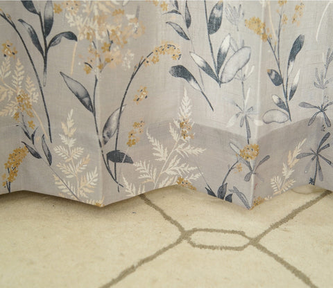 Grey Daisy Uplands Floral Print Light-Filtering Door Curtains Set of 2 (Grey, 7 Feet)