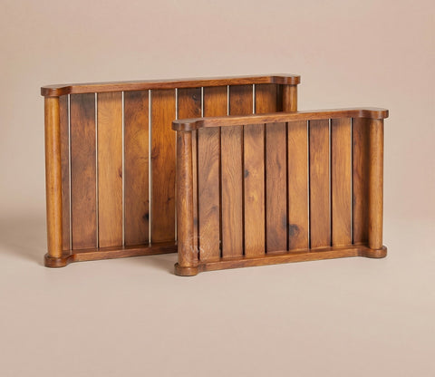 Cruiser Mango Wood Handcrafted Rectangular Serving Tray (Set of 2)