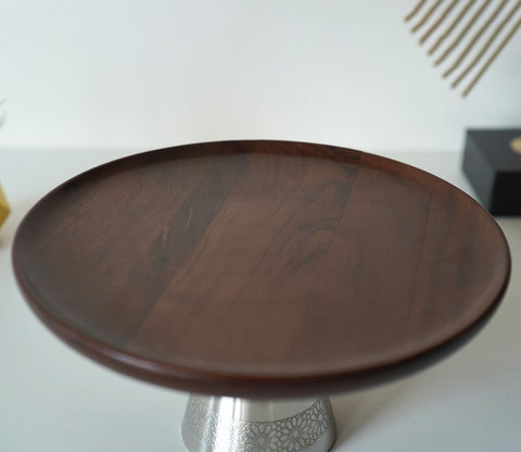 Ranier Wooden Serving Plate with Metal Base