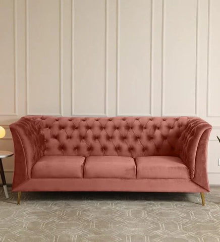 Trueliving Luxurious Light Three Seater Sofa Velvet Finish H 36" x W 80" x D 34"