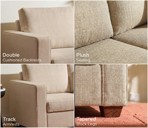 Albus L-Shape 4 Seater Sofa (Cotton, Jade Ivory)