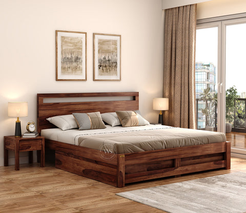 Bacon Bed With Storage (Queen Size, Honey Finish)