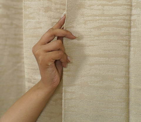 Solid Beige Light-Filtering Door Curtains Set of 2 (Beige, 7 Feet )