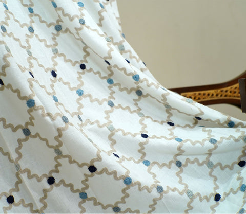 Mesh Door 1 Piece Sheer Curtain (Blue, 7 Feet)