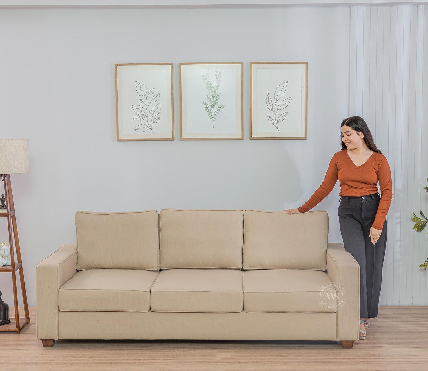Albus 3 Seater Fabric Sofa (Cotton, Irish Cream)