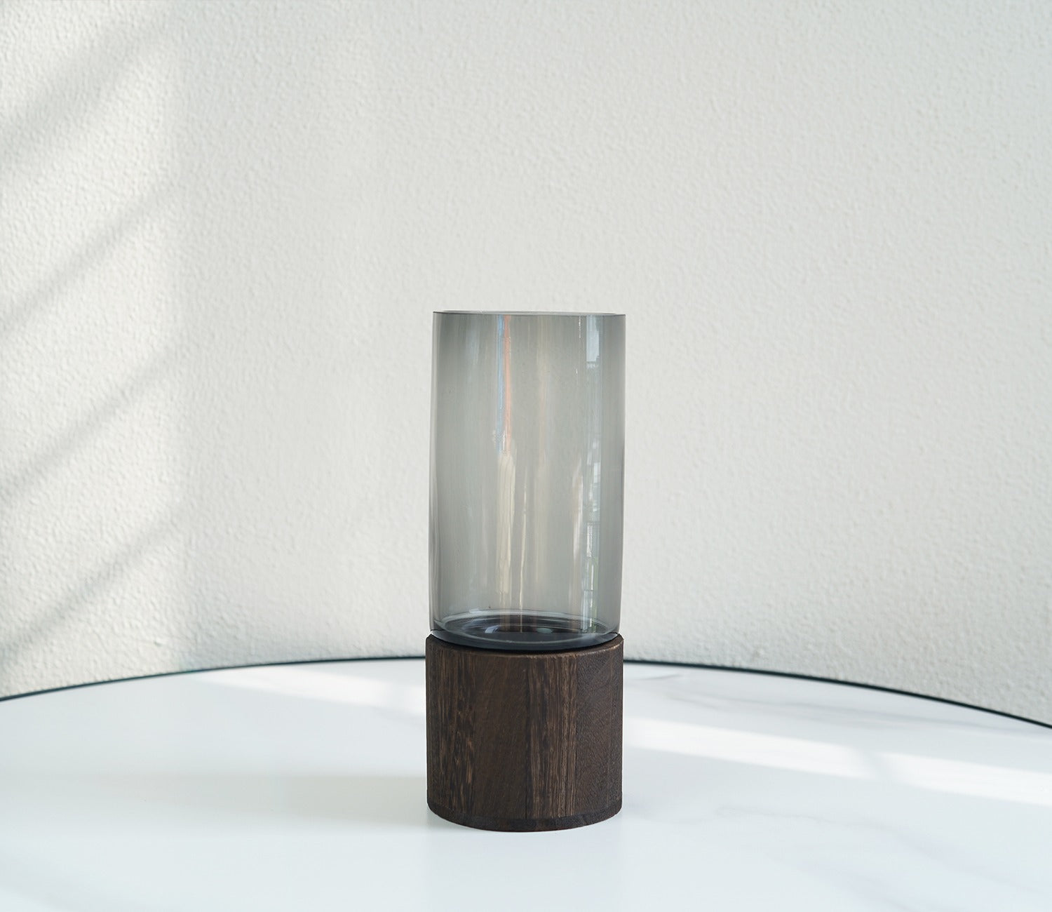 Delicate Husk Glass Vase With Wooden Base