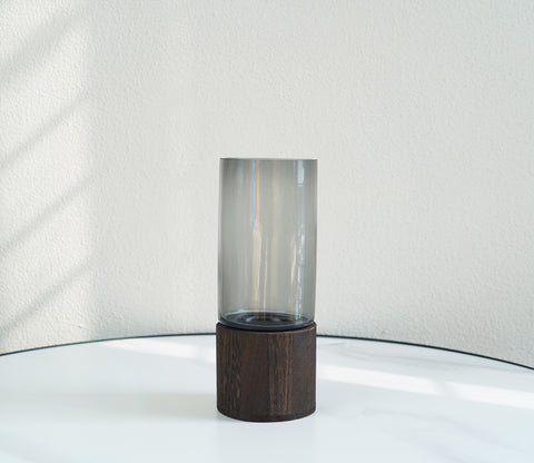 Delicate Husk Glass Vase With Wooden Base