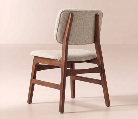 Vinara Upholstered Sheesham Wood Dining Chair (Cottage Ivory, Teak Finish)