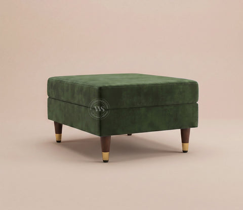 Everett L-Shape Corner Fabric Sofa (Velvet, Dark Olive Green)