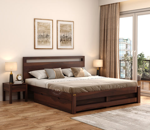 Bacon Bed With Storage (King Size, Walnut Finish)