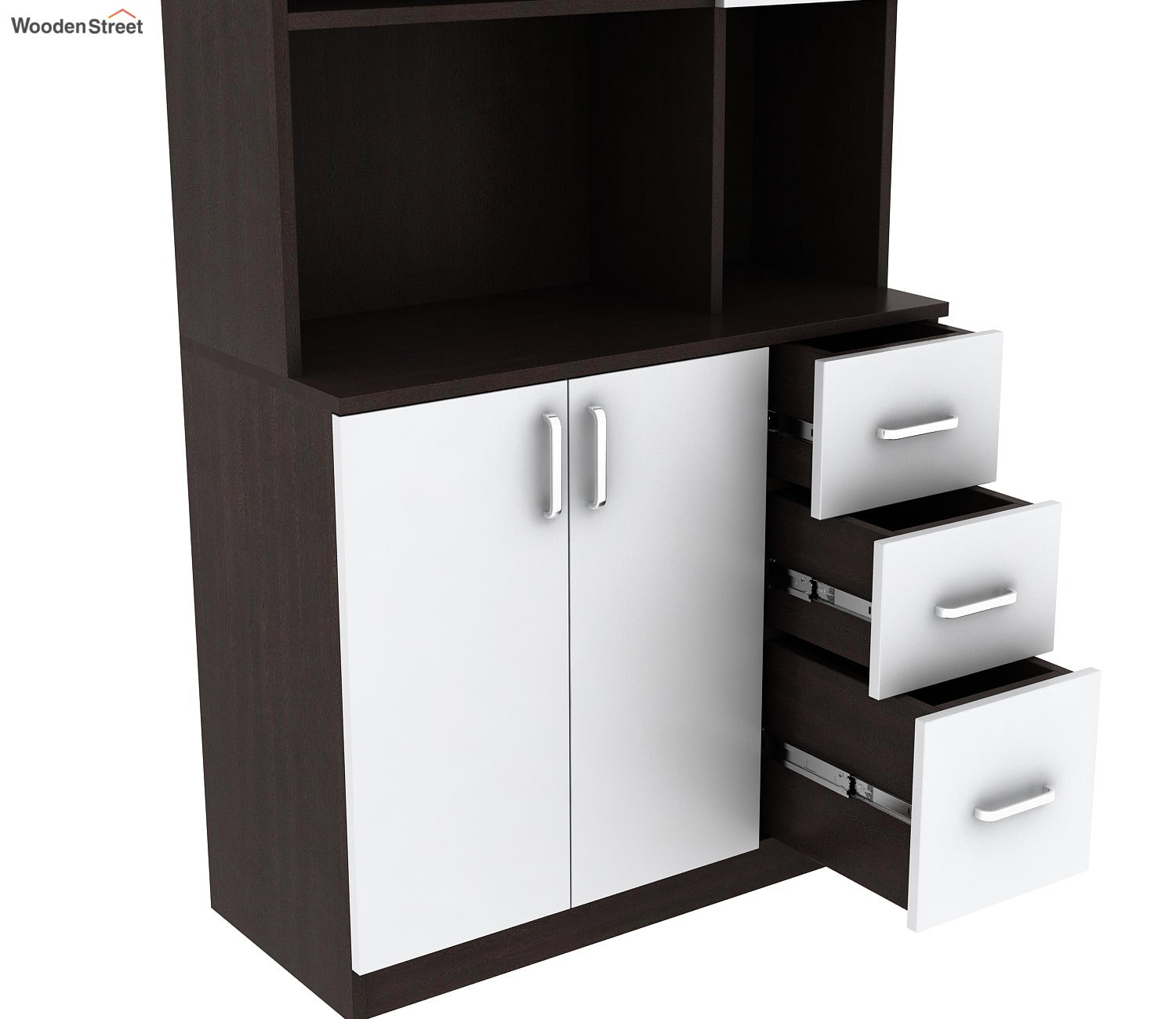 Piero Kitchen Cabinet (Flowery Wenge-Frosty White Finish)