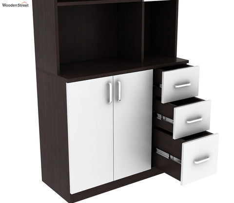 Piero Kitchen Cabinet (Flowery Wenge-Frosty White Finish)