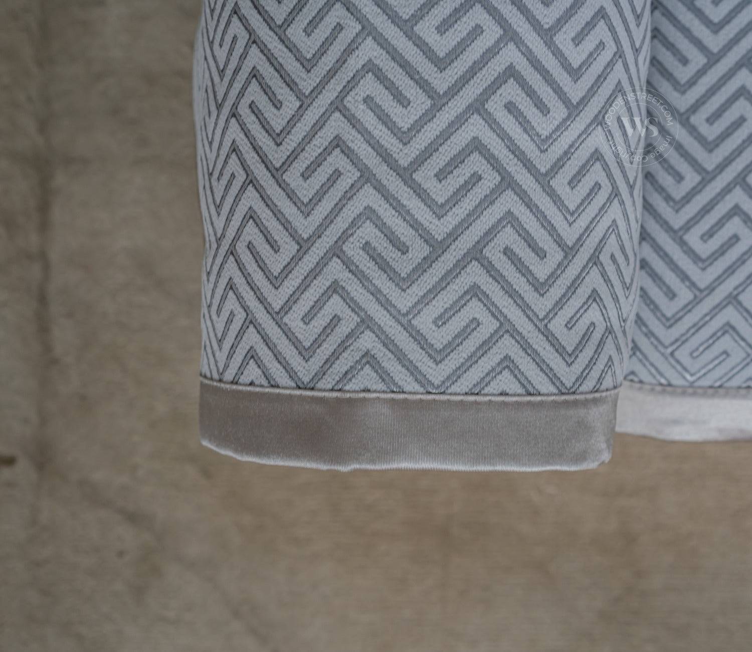Cream Checkered Abstract Grey Pattern 3 Seater Sofa Cover - Set of 8