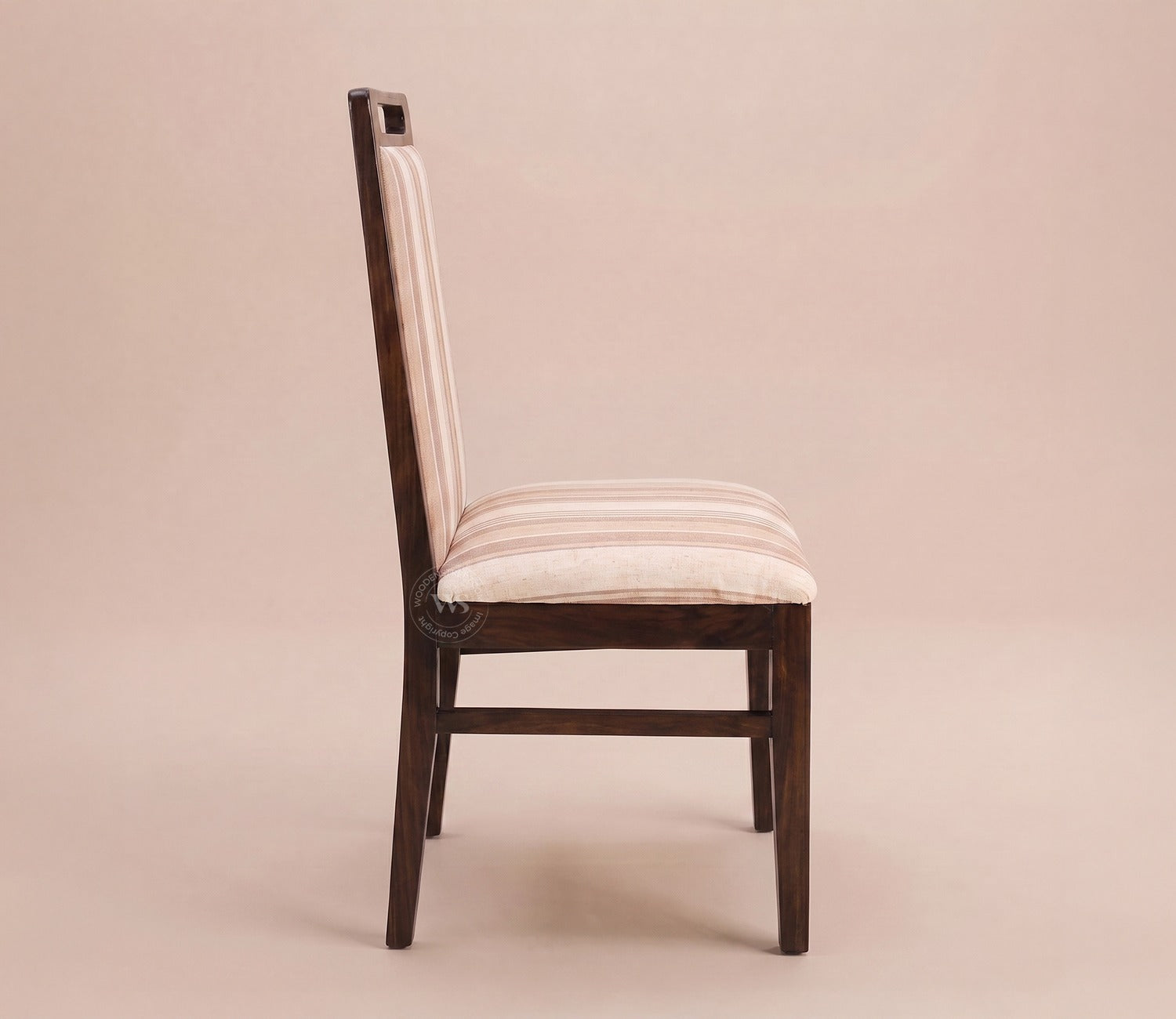 Hazel Sheesham Wood Premium Cotton Cushioned Dining Chair - Set of 2 (Cotton, Walnut Cream Stripe)
