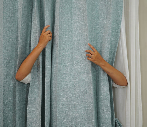 Solid Textured 1 Piece Light-Filtering Curtain (Blue, 7 Feet)