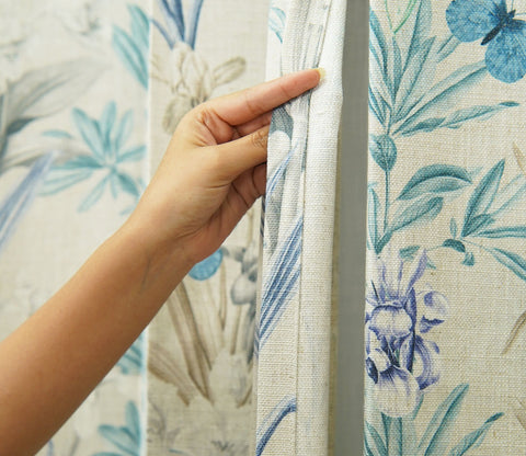 Butterfly 1 Piece Light-Filtering Curtain (Blue, 7 Feet)