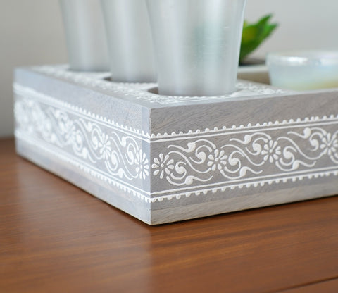 Ira Traditional Designer Hand Painted Wooden MultiStorage Tray