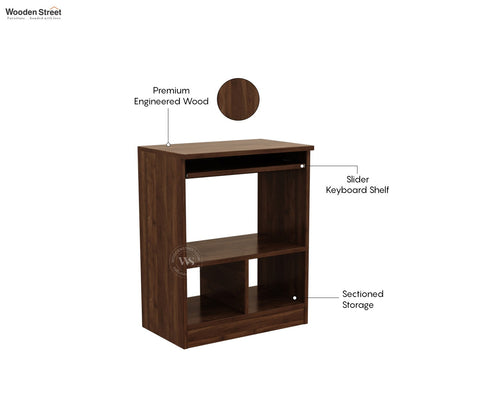 Prism Engineered Wood Study Table With Sectioned and Shelf Storage (Columbian Walnut Finish)