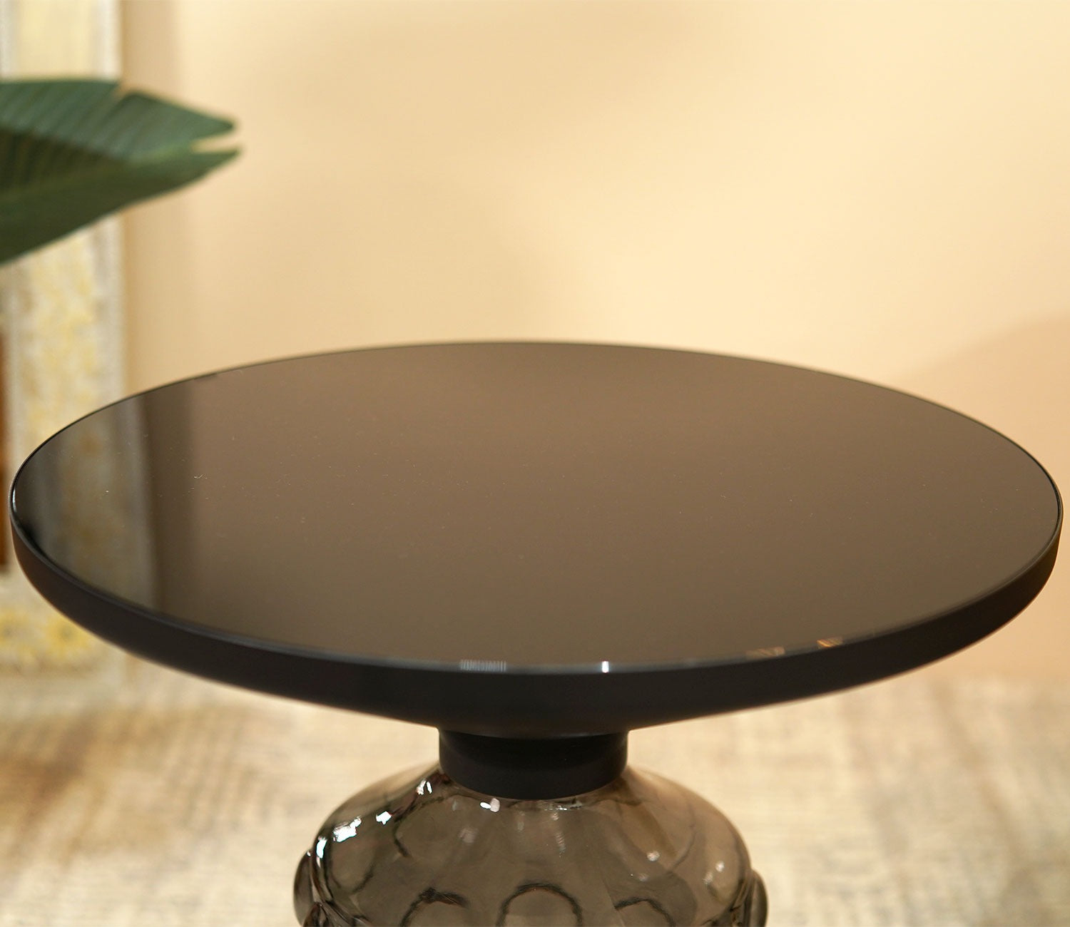 Suzzie Glass Round Coffee and Centre Table (Black)