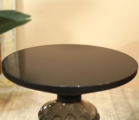 Suzzie Glass Round Coffee and Centre Table (Black)