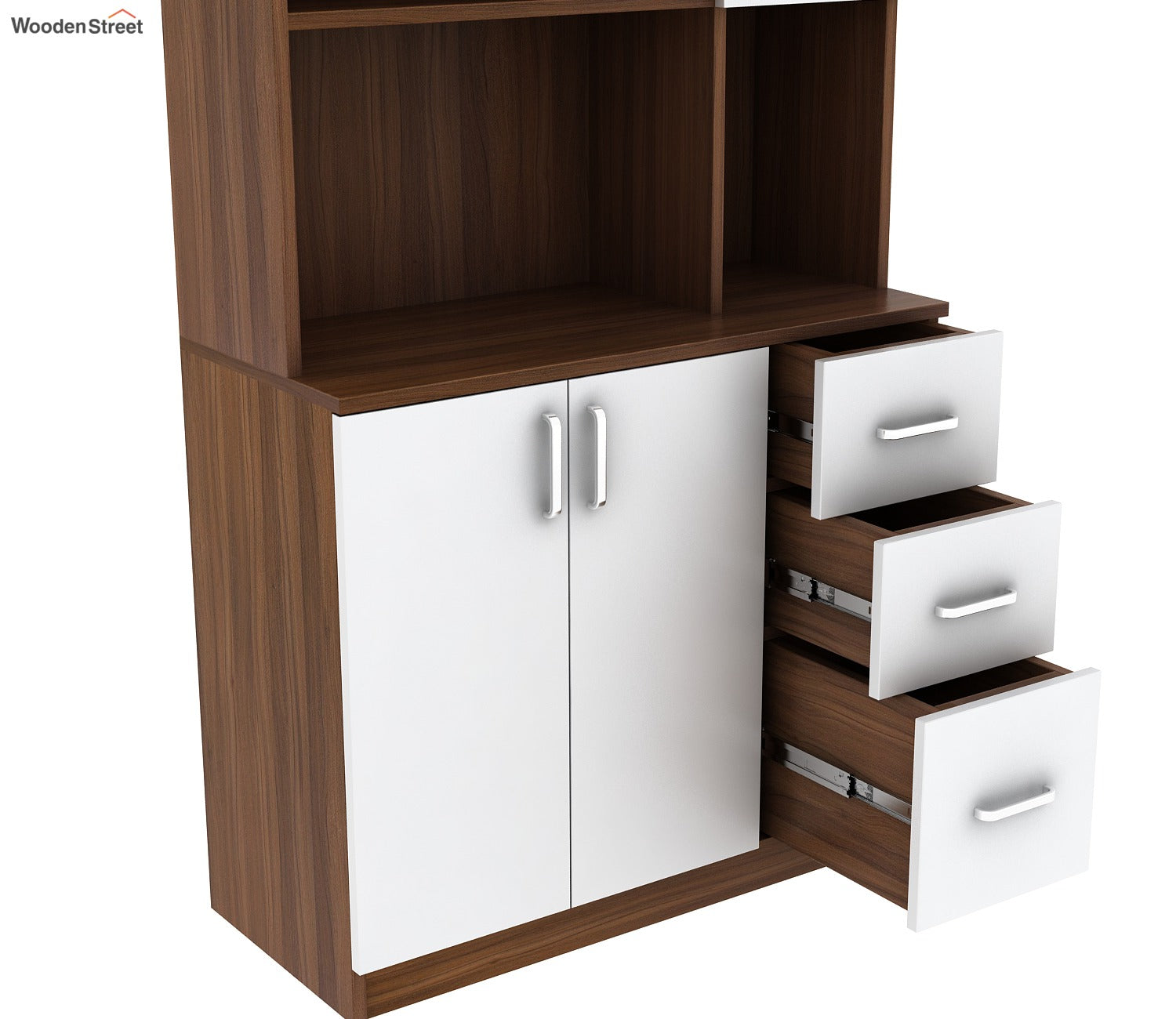 Piero Kitchen Cabinet (Exotic Teak-Frosty White Finish)