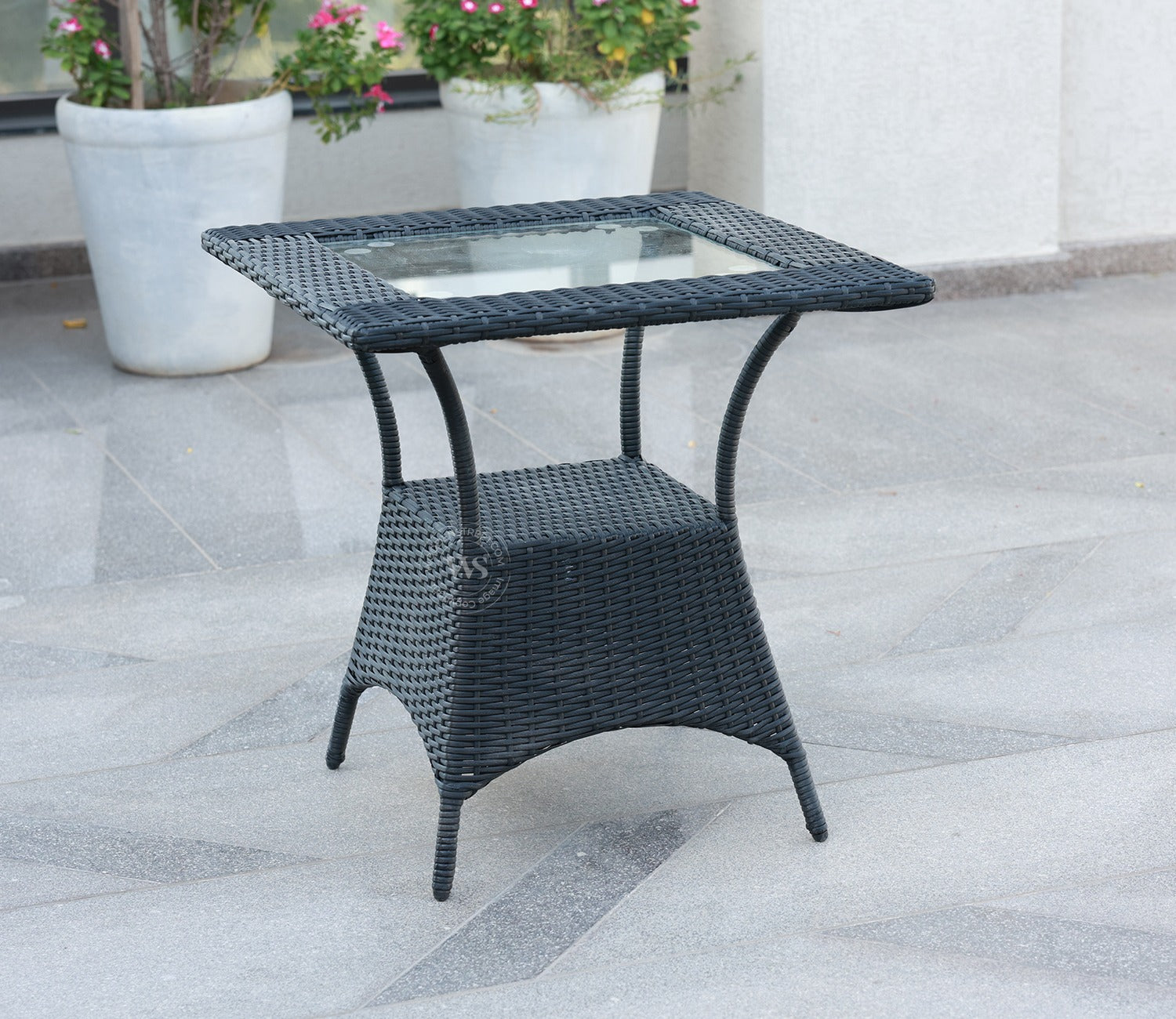Vatican Wicker Outdoor Garden Table Small (Black)