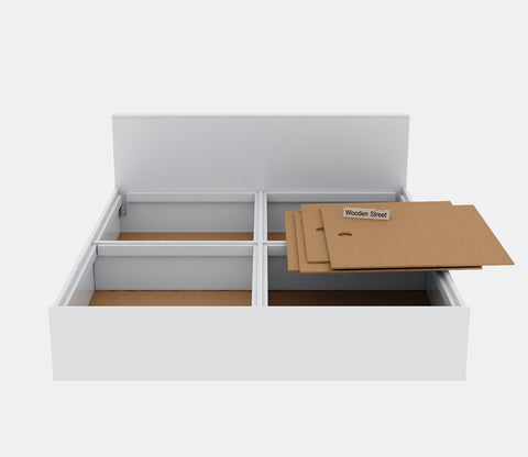 Clemency Bed with Box Storage (Queen Size, Frosty White Finish)