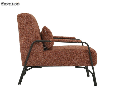 Kew Upholstered Fabric Lounge Chair with Metal Frame (Rust Orange)