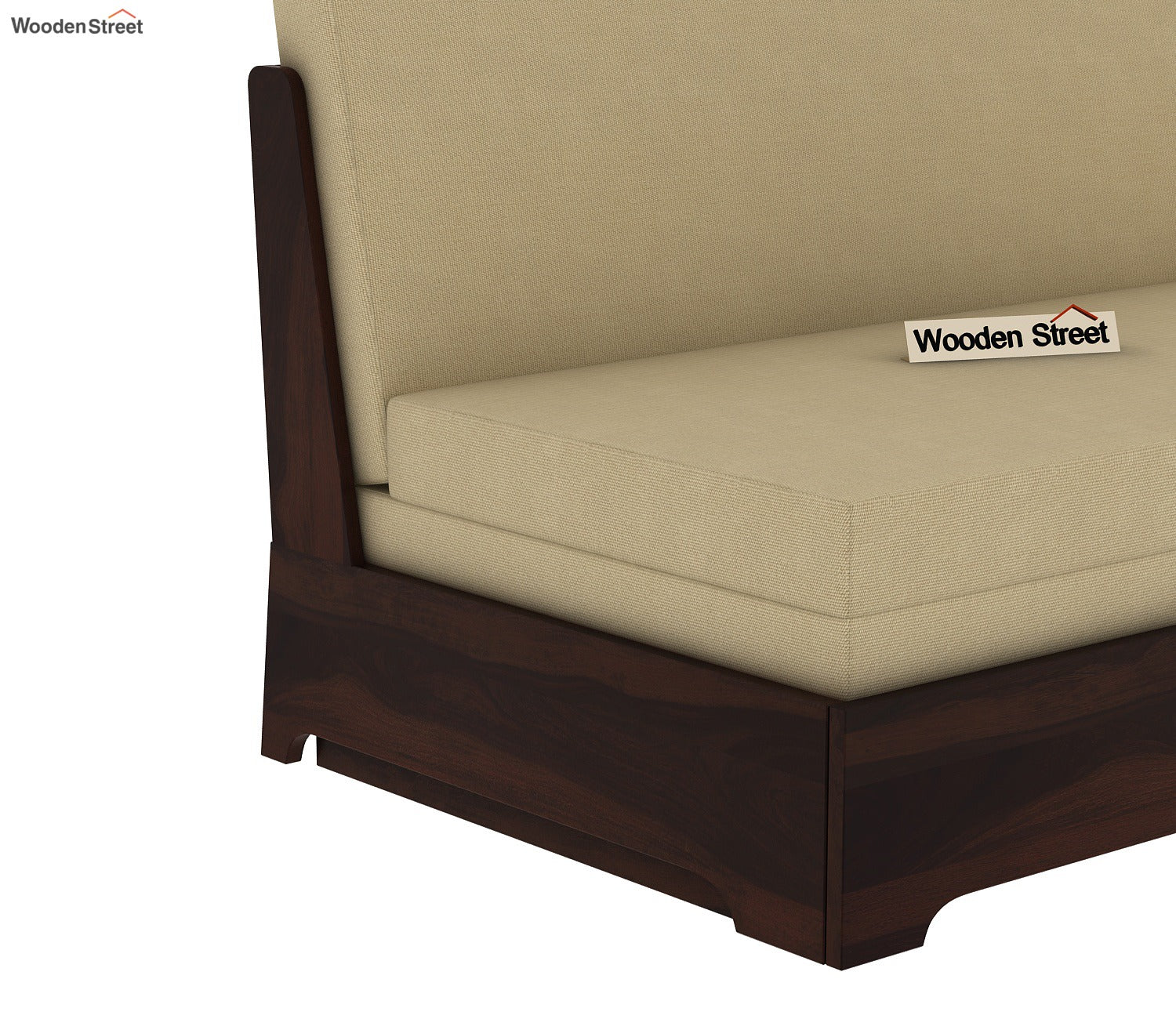 Della 3 Seater Sheesham Wood Sofa Cum Bed Without Armrests (Walnut Irish Cream)
