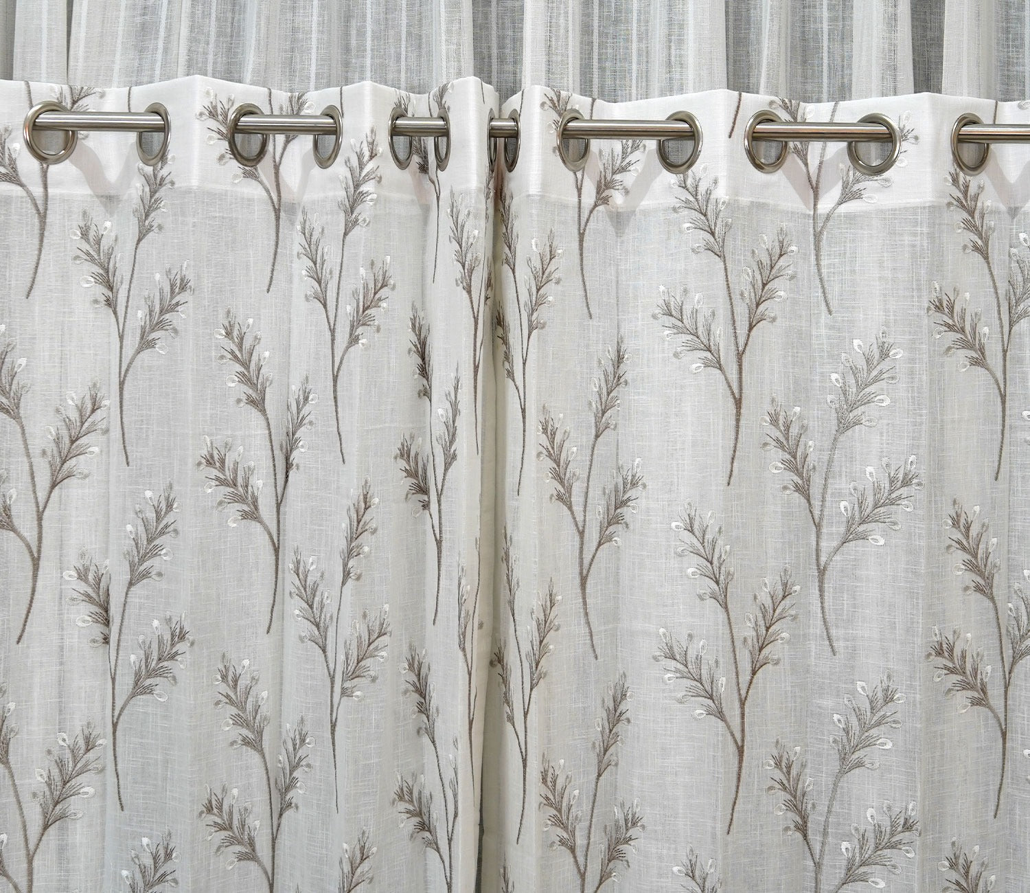Leaflet Door 1 Piece Sheer Curtain (Grey, 7 Feet)
