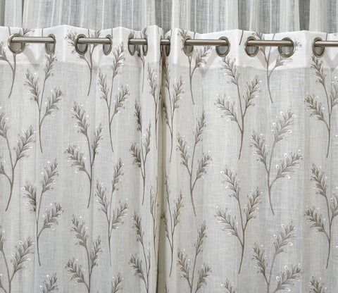 Leaflet Door 1 Piece Sheer Curtain (Grey, 7 Feet)