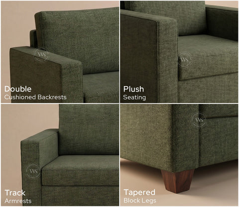 Albus 3 Seater Fabric Sofa (Sage Green)