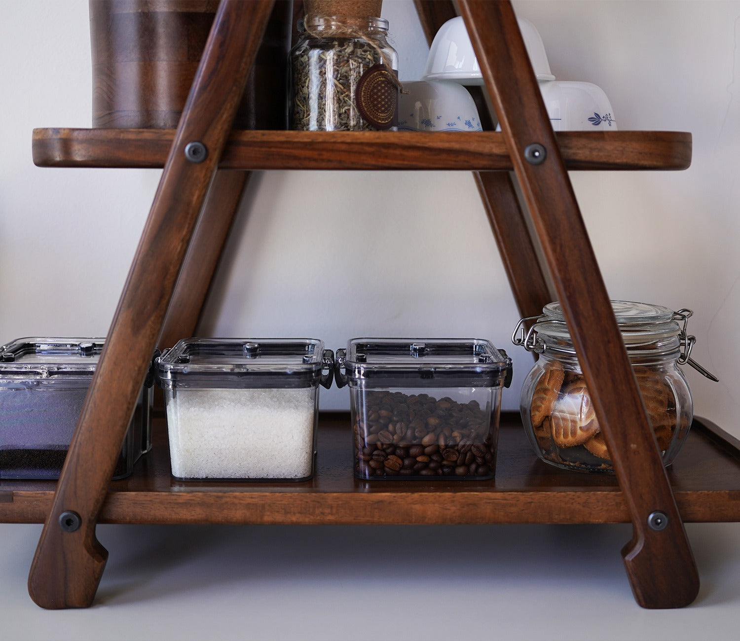 Saira 3 Tier Solid Wood Kitchen Rack (Teak Finish)