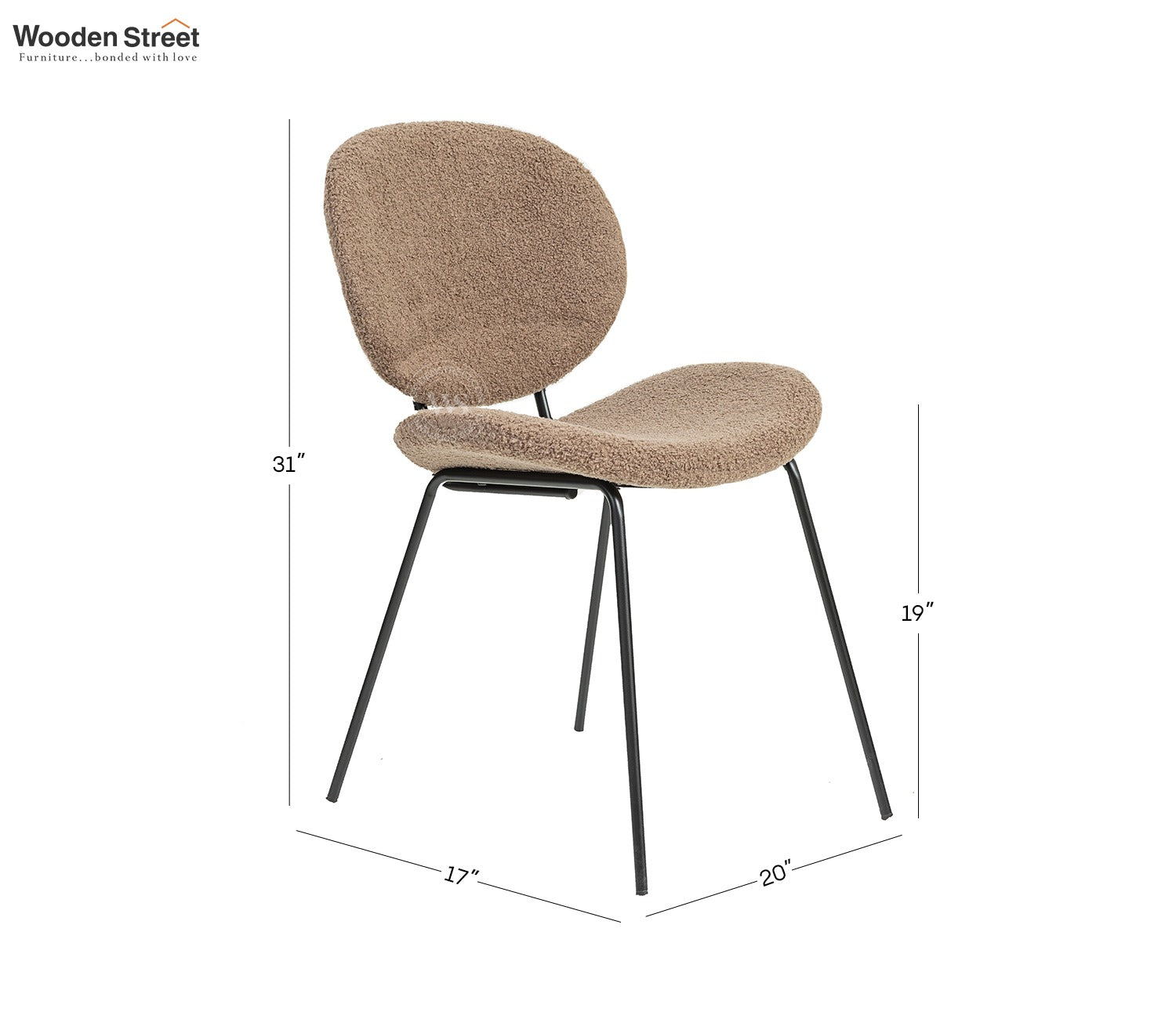 Clouda Modern Upholstered Chair in Boucle Fabric (Brown)