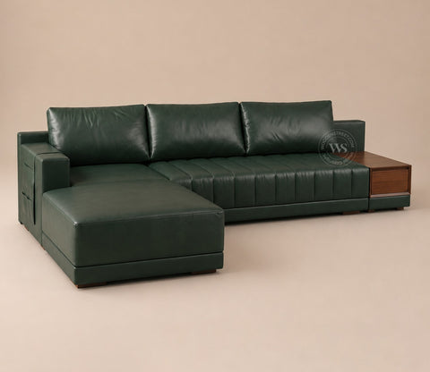 Oasis L-Shape Left Aligned Sectional Sofa (Leatherette, Leaf)
