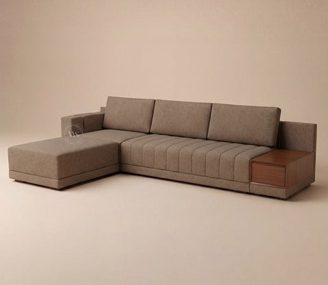 Oasis L-Shape Left Aligned Sectional Sofa (Sand Brown)