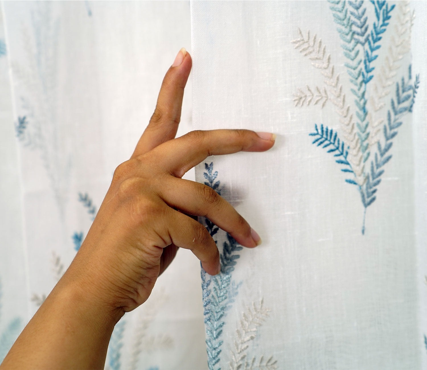 Pampa Door 1 Piece Sheer Curtain (Blue, 7 Feet)