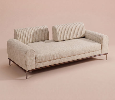 Lorenz 3 Seater Lounger Sofa With Tilt Adjust Headrest (Cotton, Jade Ivory)