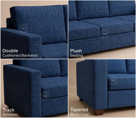 Albus L-Shape 5 Seater Right Aligned Sofa (Cotton, Iris blue)