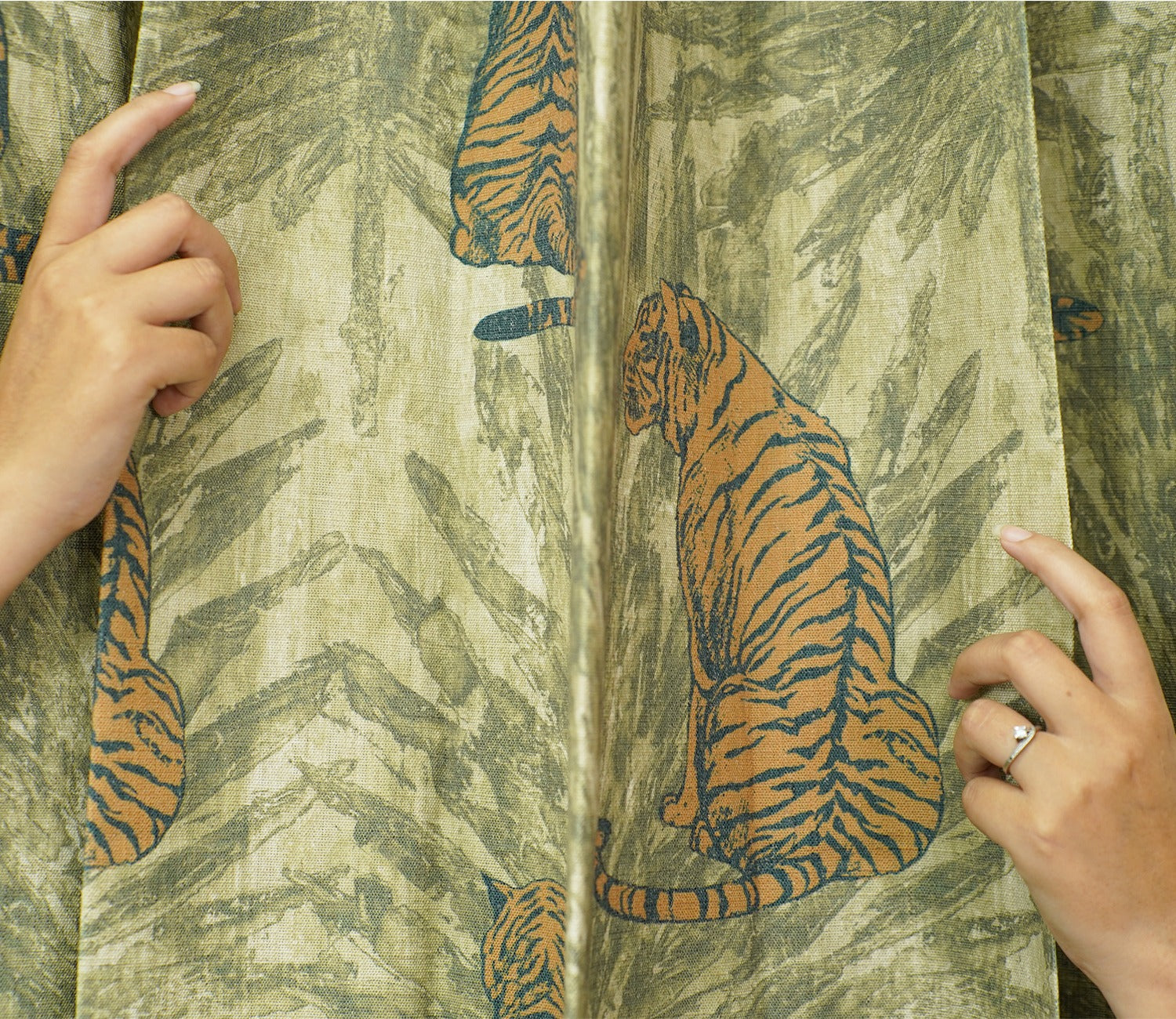 Leopard Print Light-Filtering Door Curtains Set of 2 (Green, 7 Feet)