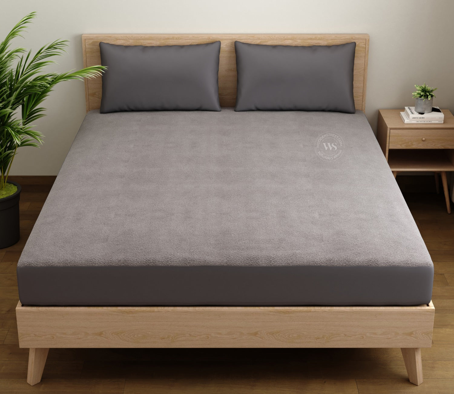 Featherix Cotton Feel Terry Ultra Soft Breathable Hypoallergenic Waterproof Mattress Protector King Size (Grey, 72 x 72)