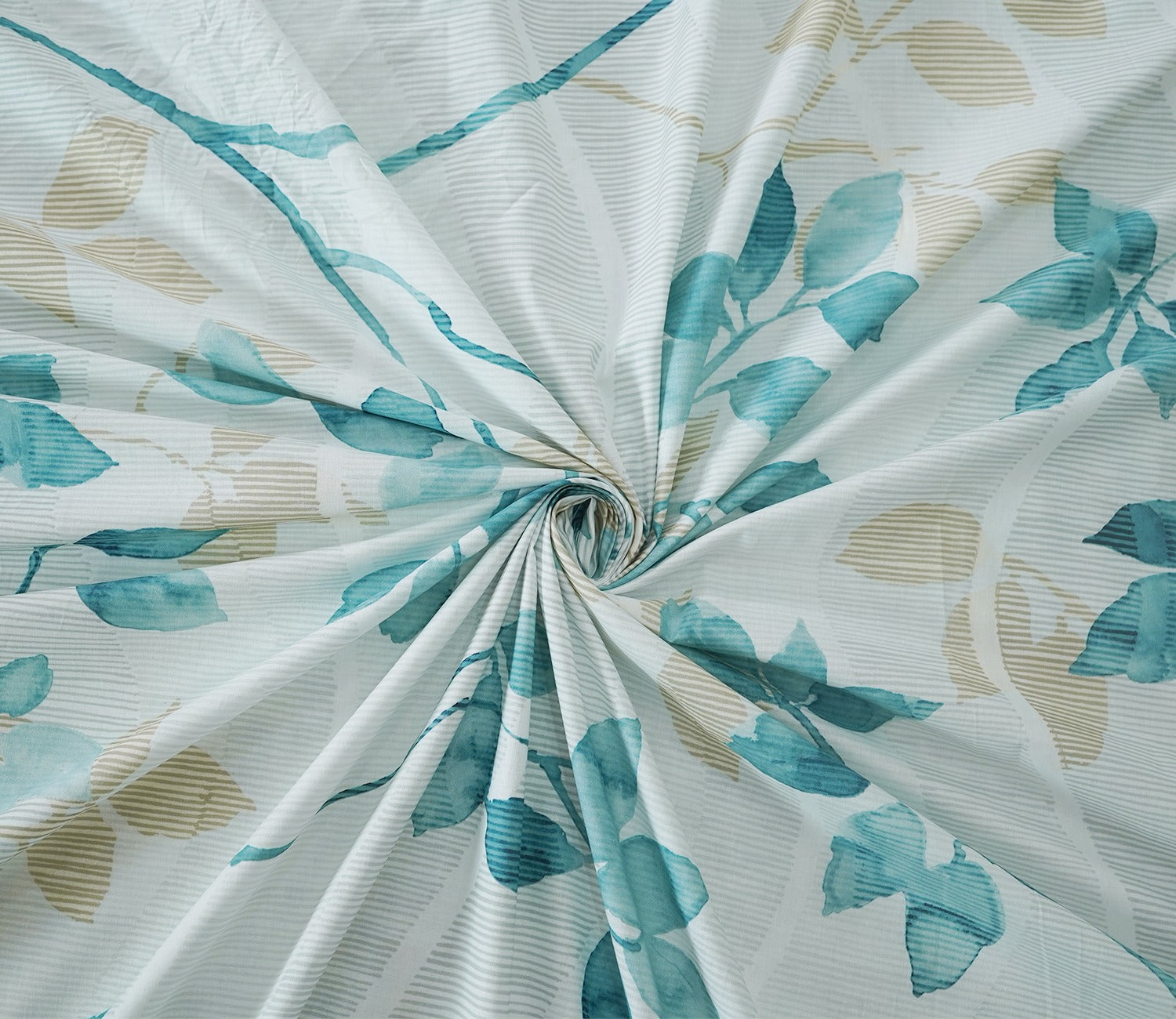 Flowery 144 TC Flat Pure Cotton King Size Bedsheet With 2 Pillow Covers (Blue)