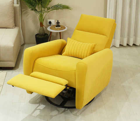 Nivaan Suede Rocking Revolving Motorized Recliner R3 (Yellow)