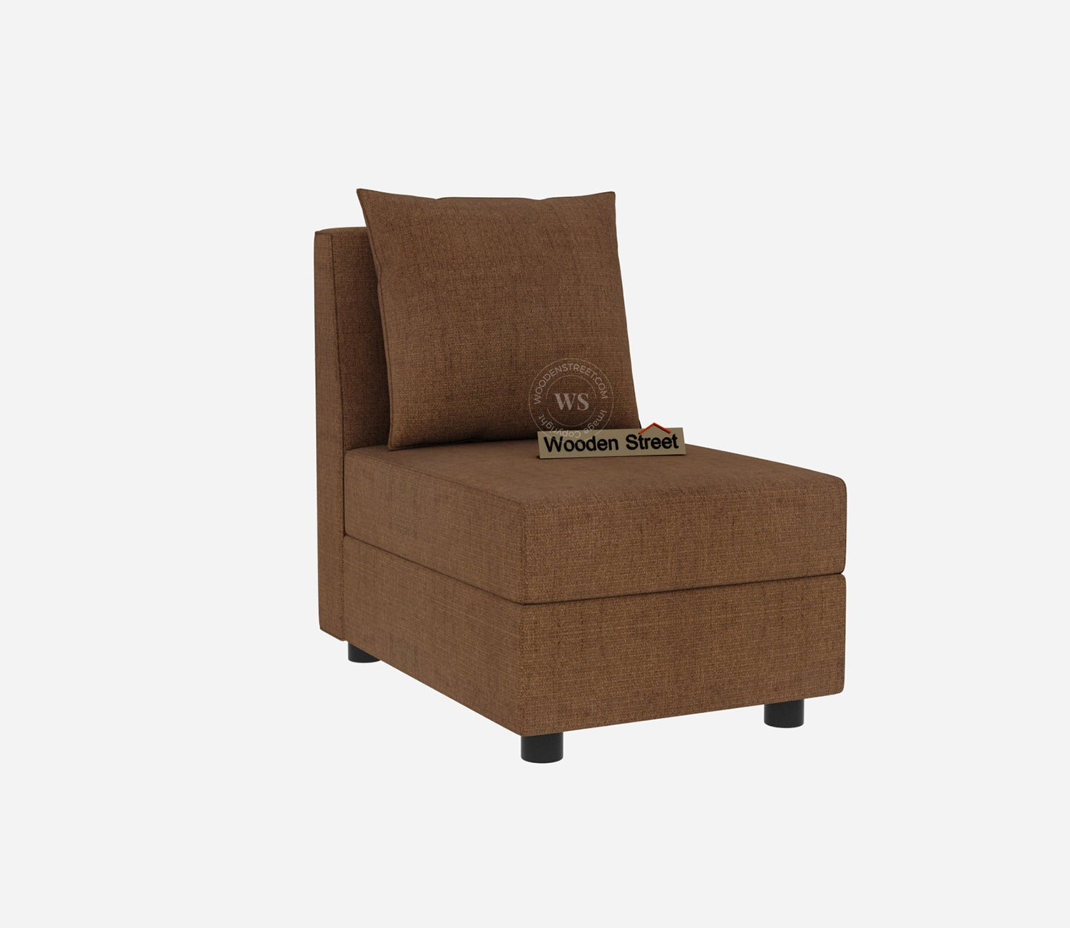 Sible 6 Seater Right Aligned Fabric  L Shape Sofa (Cotton, Mocha Brown)