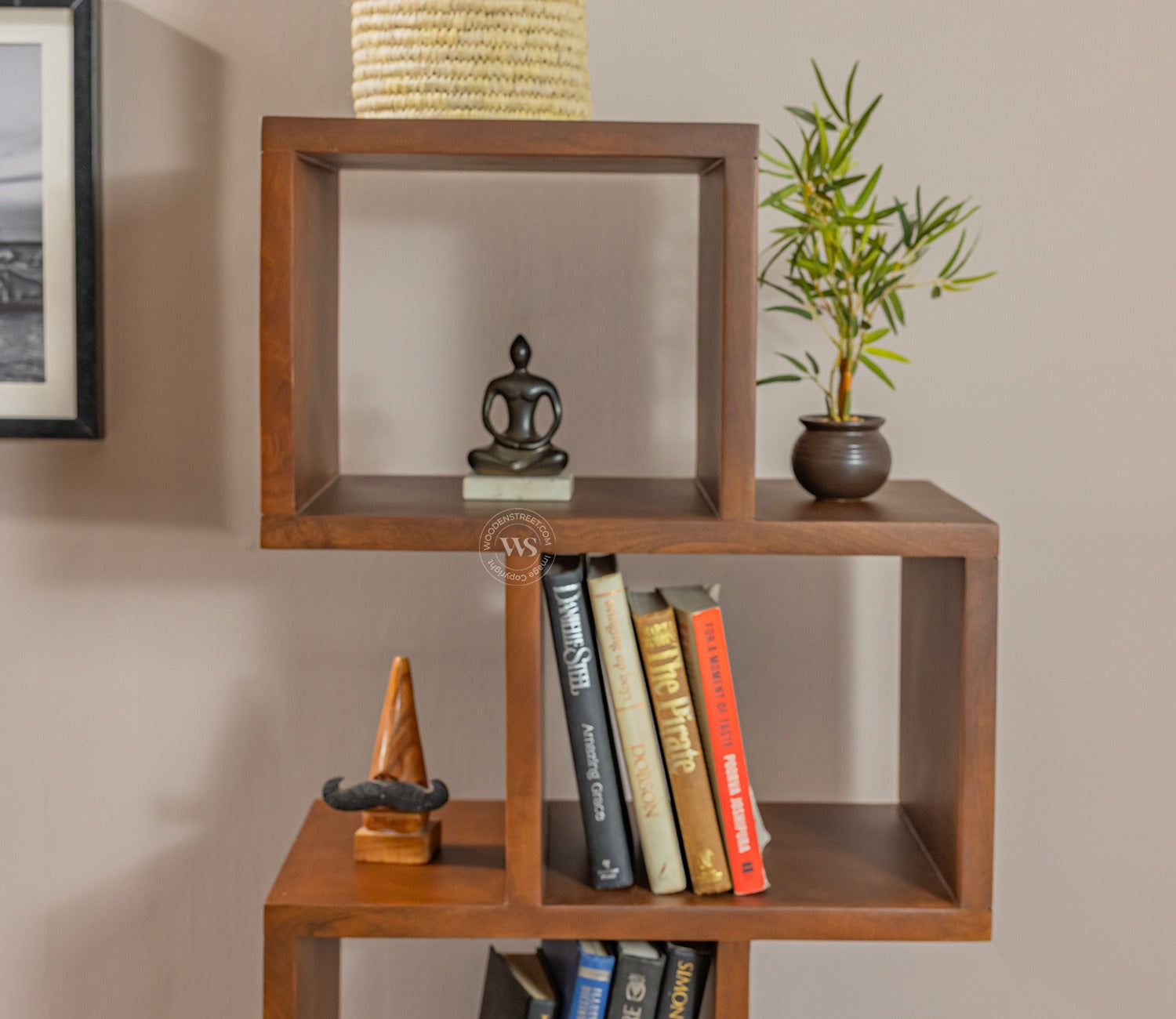 Cagney Sheesham Wood Ladder Book Shelf (Honey Finish)