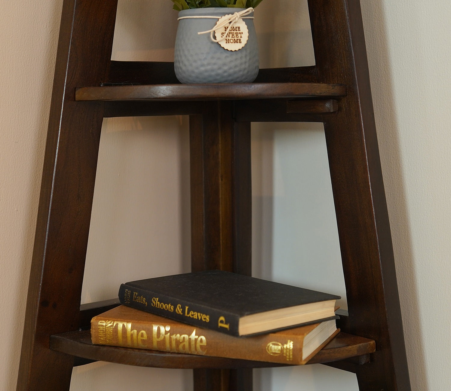 Severino Solid Wood Foldable Bookshelf (Walnut Finish)